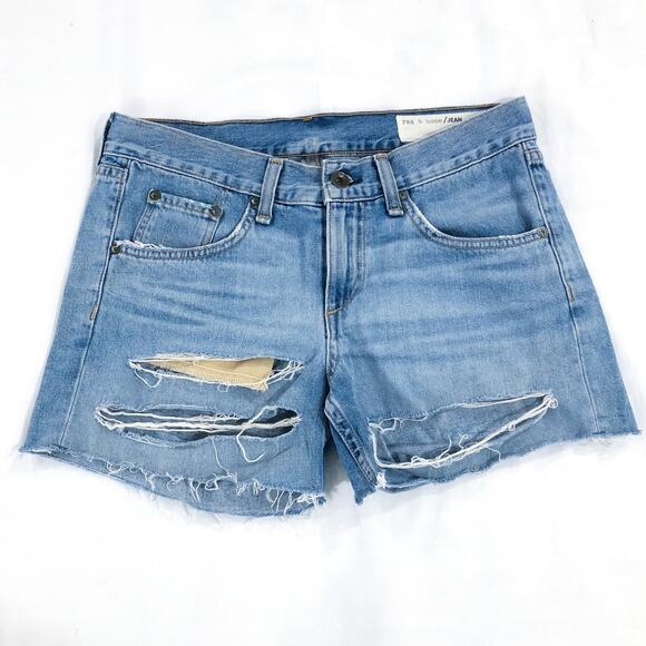 Rag & Bone Boyfriend Rye Denim Destroyed Shorts - Picture 9 of 9